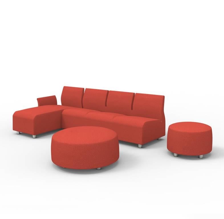Hand-Crafted Lounge Conversation Upholstered Red Sofa Satyendra Pakhale 21st Century For Sale