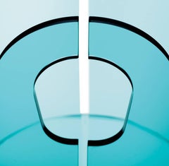 Contemporary Centerpiece Bent Glass Akasma Tray Aquamarine blue