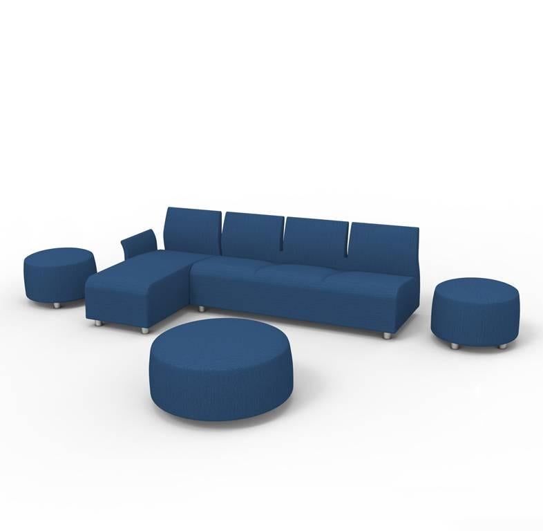 Italian Ottoman Grand Upholstered Conversation Blue Satyendra Pakhale, 21st Century For Sale