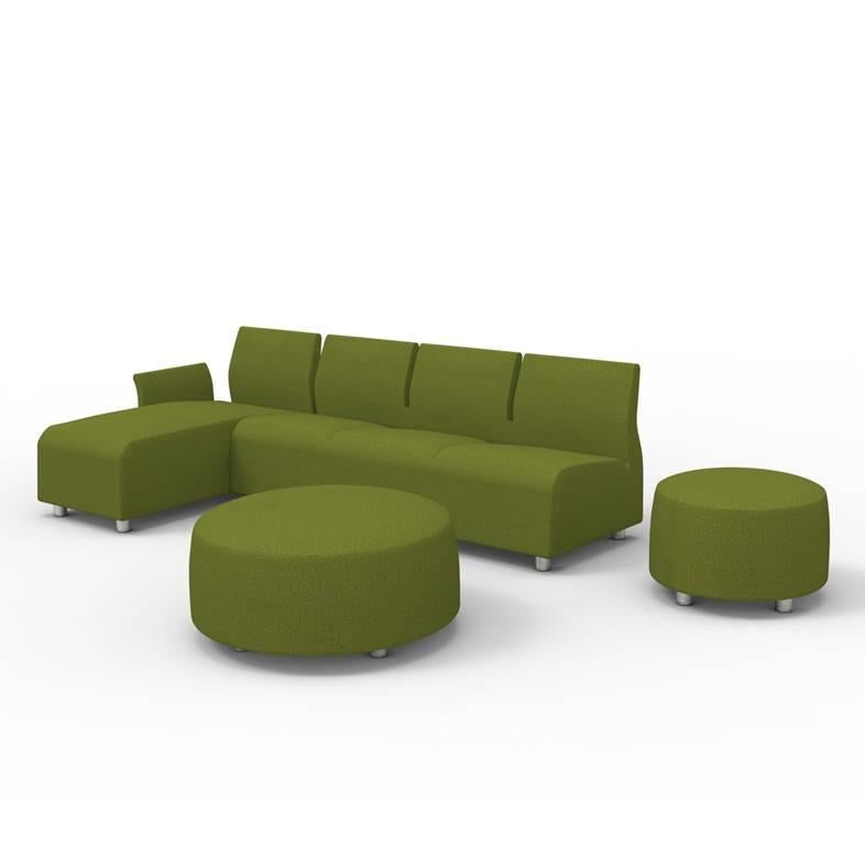 Modern Contemporary Ottoman Grand Upholstered Green Textile Conversation Collection For Sale