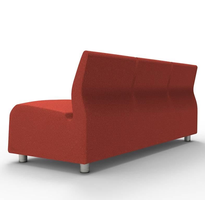 Modern Contemporary Upholstered Three-Seat Sofa Red Fabric Conversation For Sale