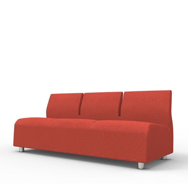 Italian Contemporary Upholstered Three-Seat Sofa Red Fabric Conversation For Sale