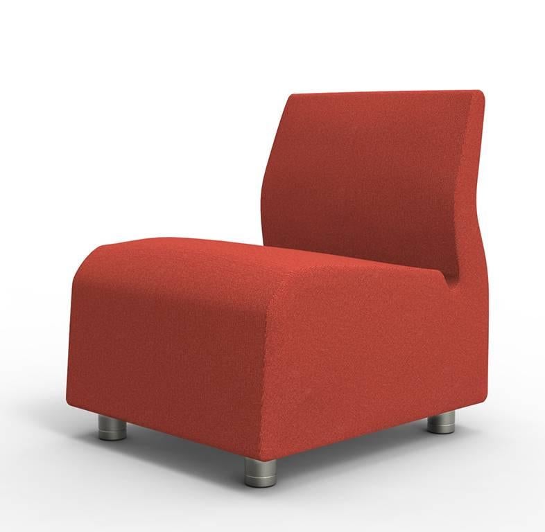 Rather than a lazy lounging sofa this contemporary single seat in high quality all natural materials is designed with its upright and compact posture for engaging conversations among people creating a healthy, sustainable and lush living