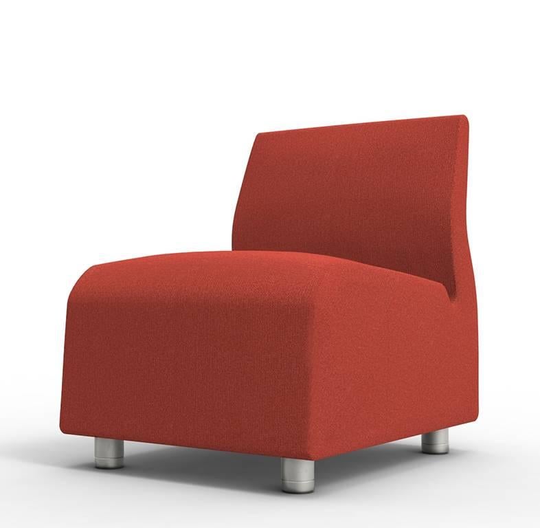Hand-Crafted Single Seat Conversation Upholstered Red Sofa Satyendra Pakhale, 21st Century For Sale