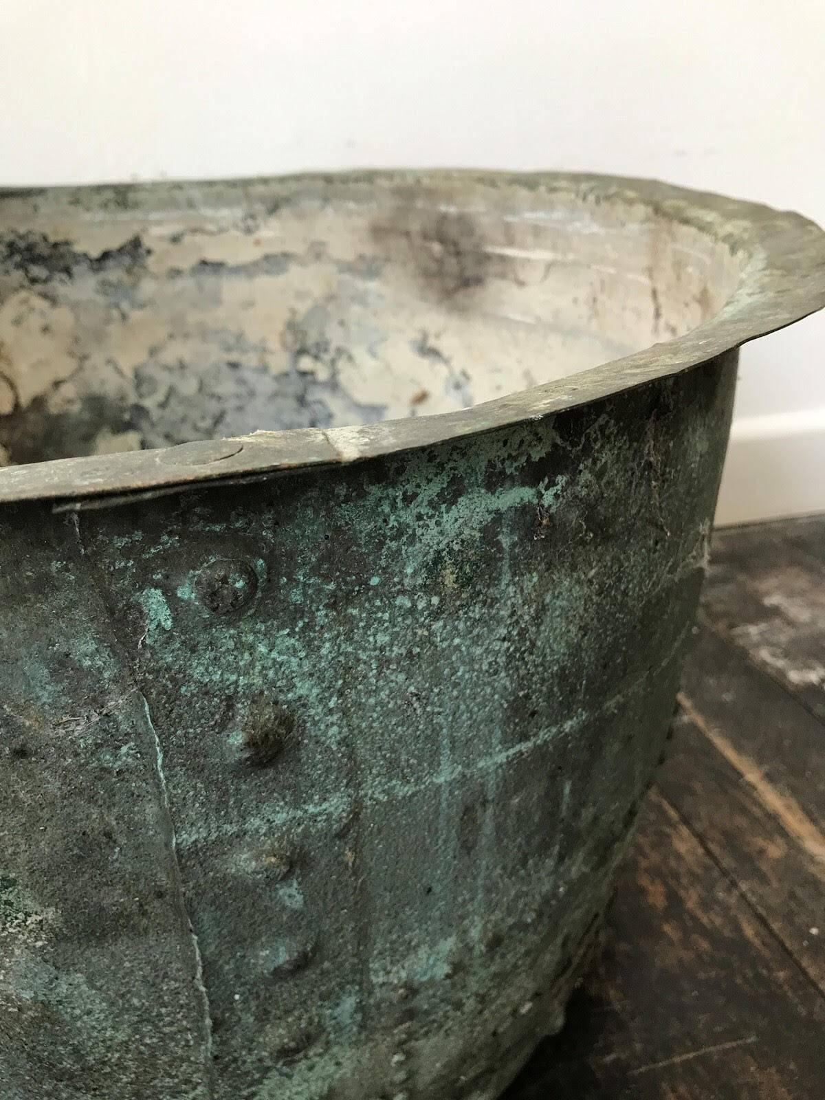 Victorian copper with a natural verdigris patina.