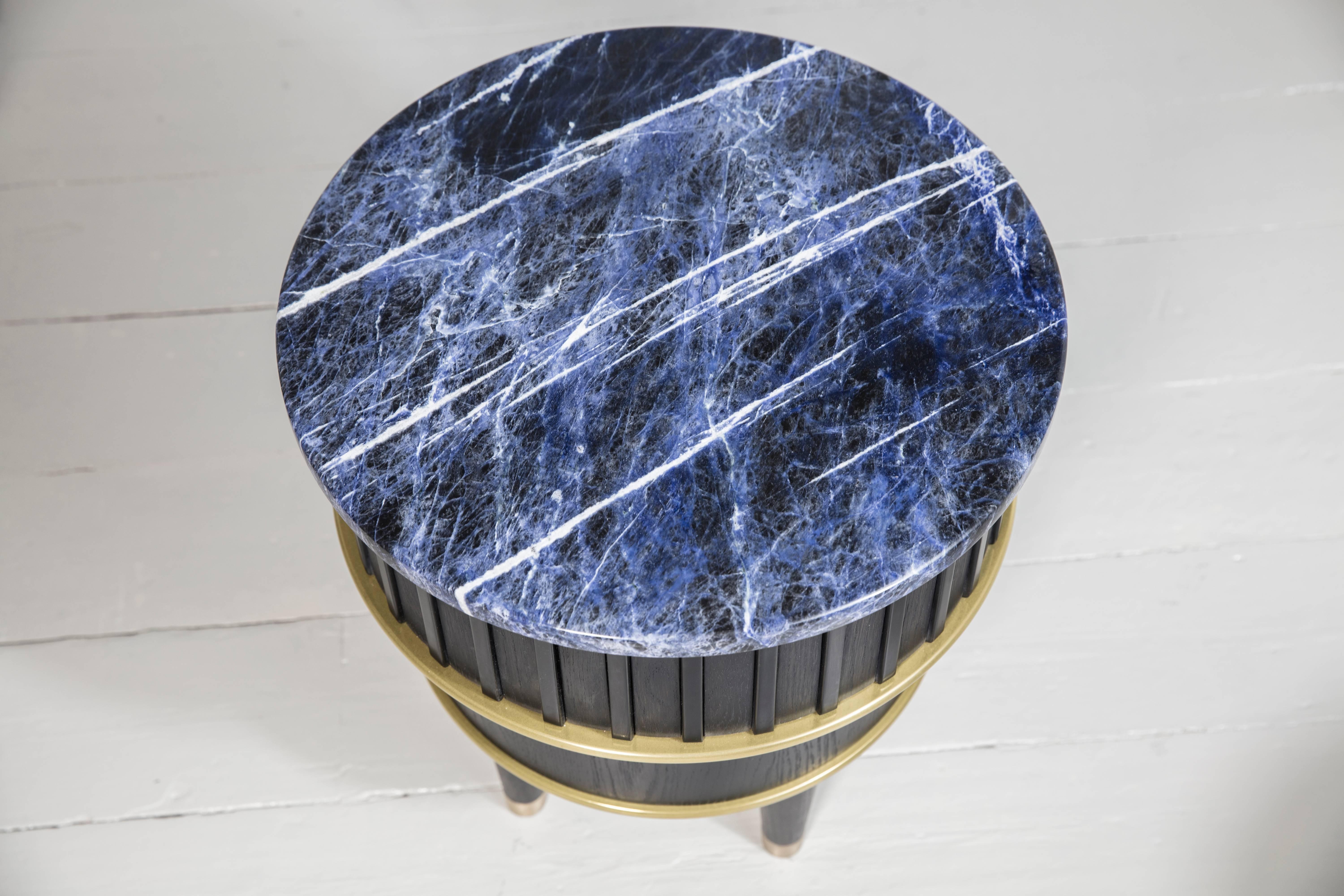 English Sodalite and Corian 'Greta' Side Table by Felice James Limited Edition For Sale
