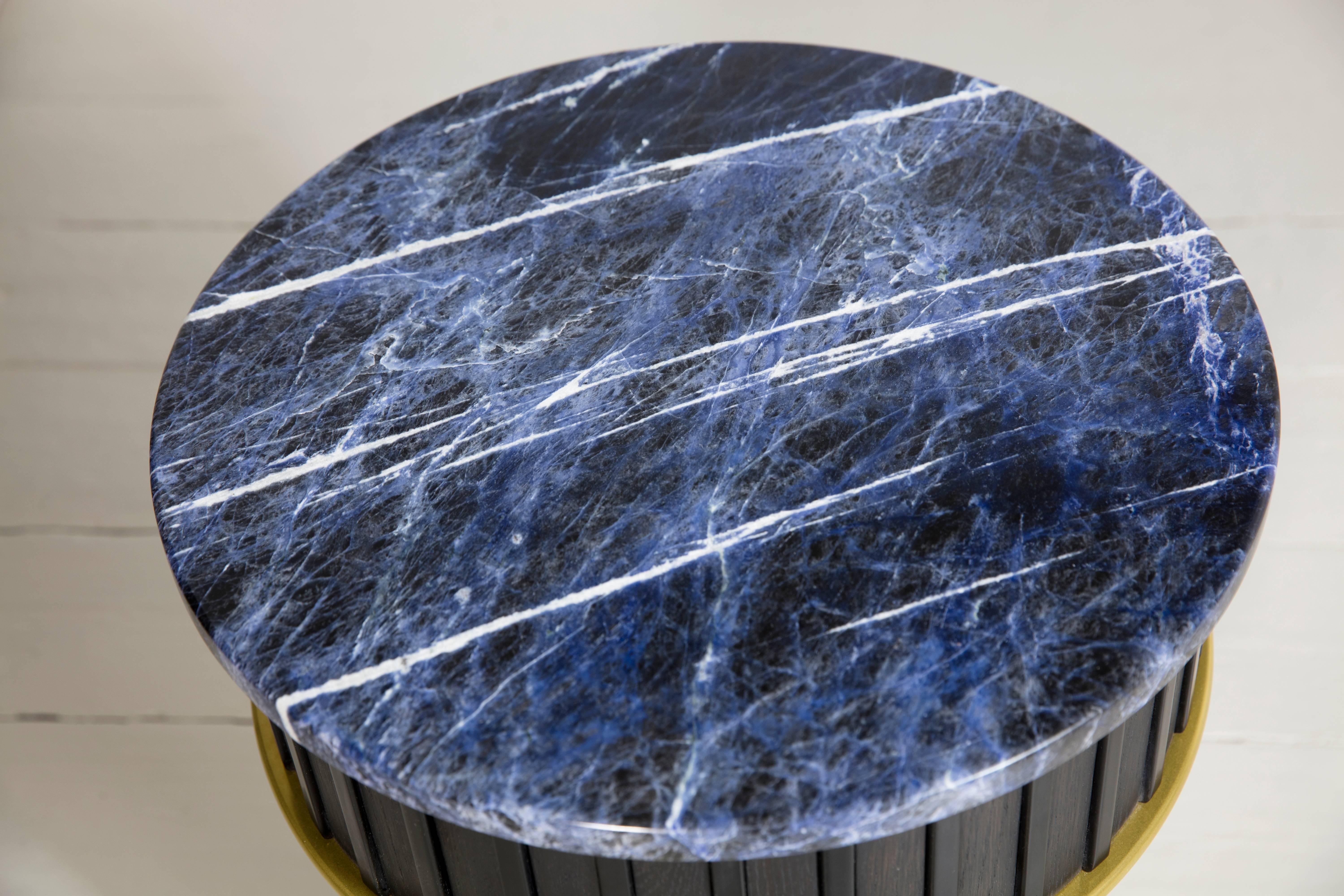 Blackened Sodalite and Corian 'Greta' Side Table by Felice James Limited Edition For Sale