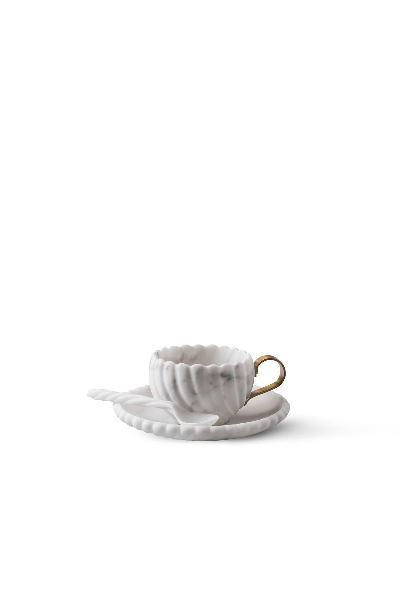 Victoria Tea Set in Marble and Brass, Design Bethan Gray for Editions Milano For Sale 3