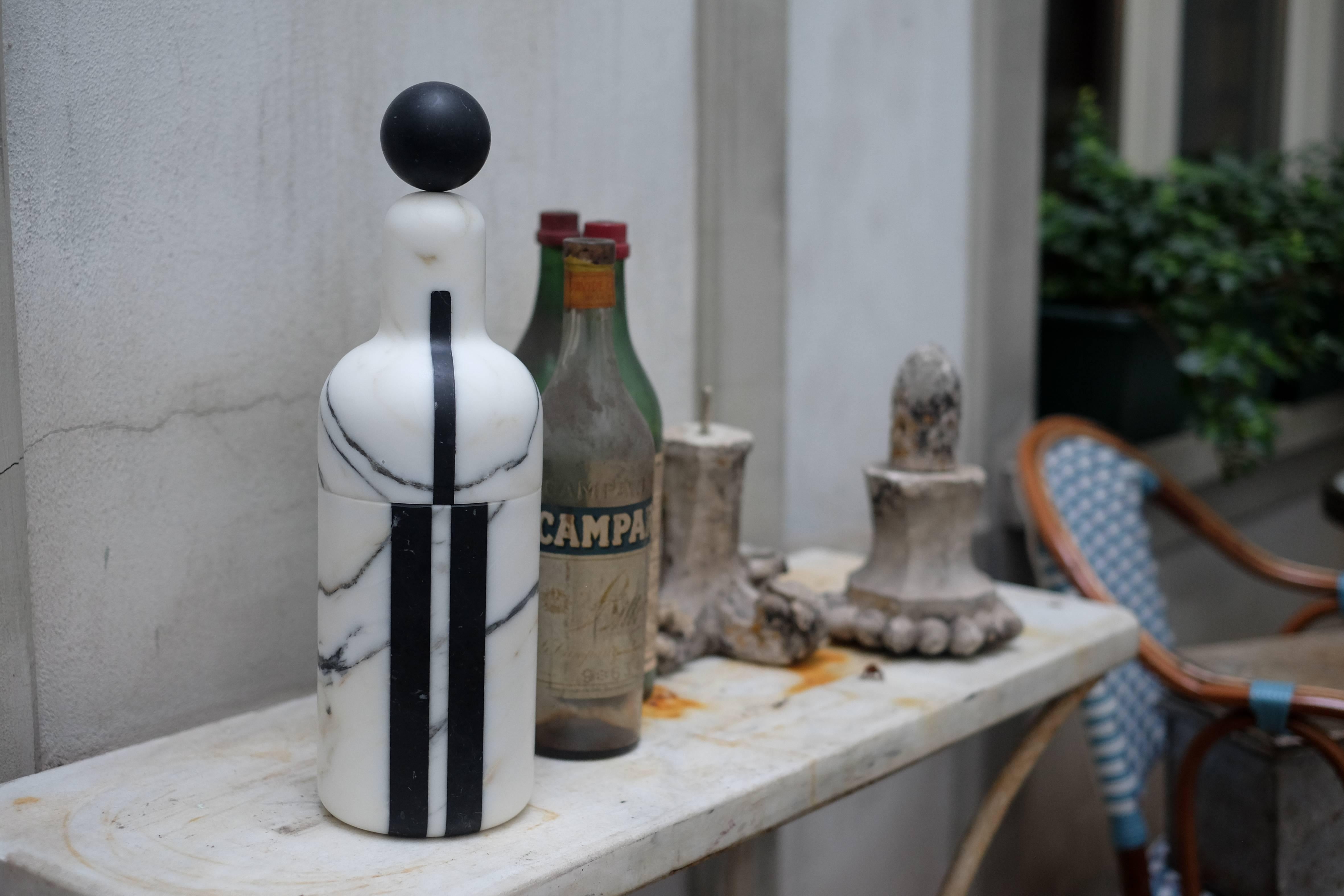 Contemporary Coolers C, Bottle Cooler in Marble and Brass by Pietro Russo for Editions Milano For Sale