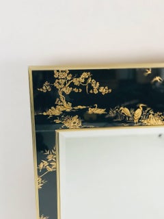 La Barge Chinoiserie Mirror, Black and Gold Large Size