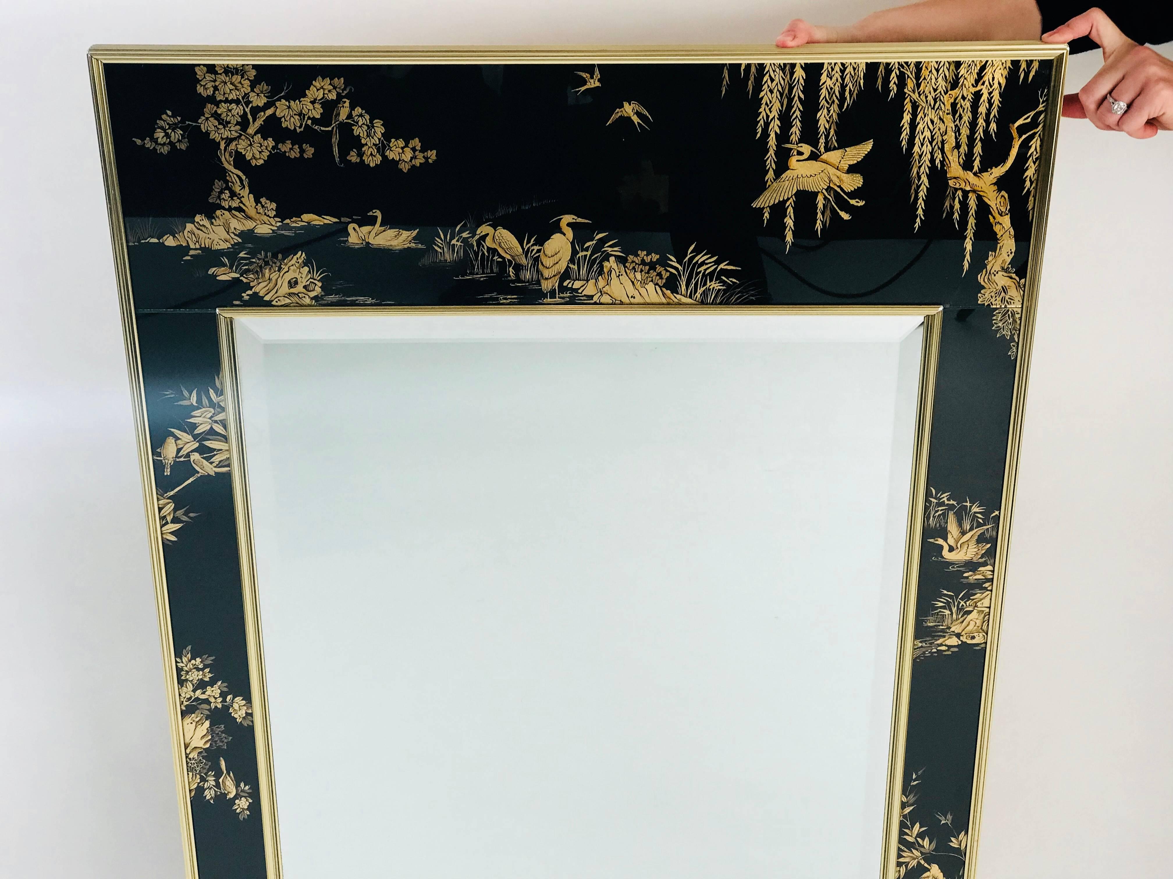black chinoiserie mirror