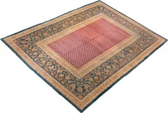 Antique Maroon and Turquoise Indian Agra Area Rug