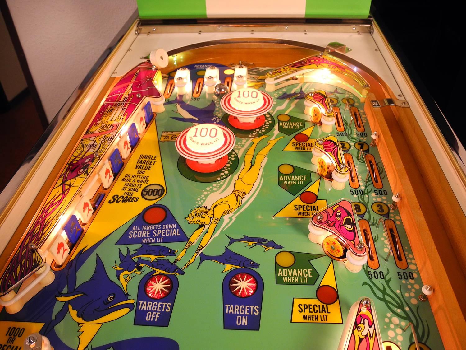 Late 20th Century Gottlieb Atlantis, Vintage Pinball Machine 1975, High-End Restored For Sale