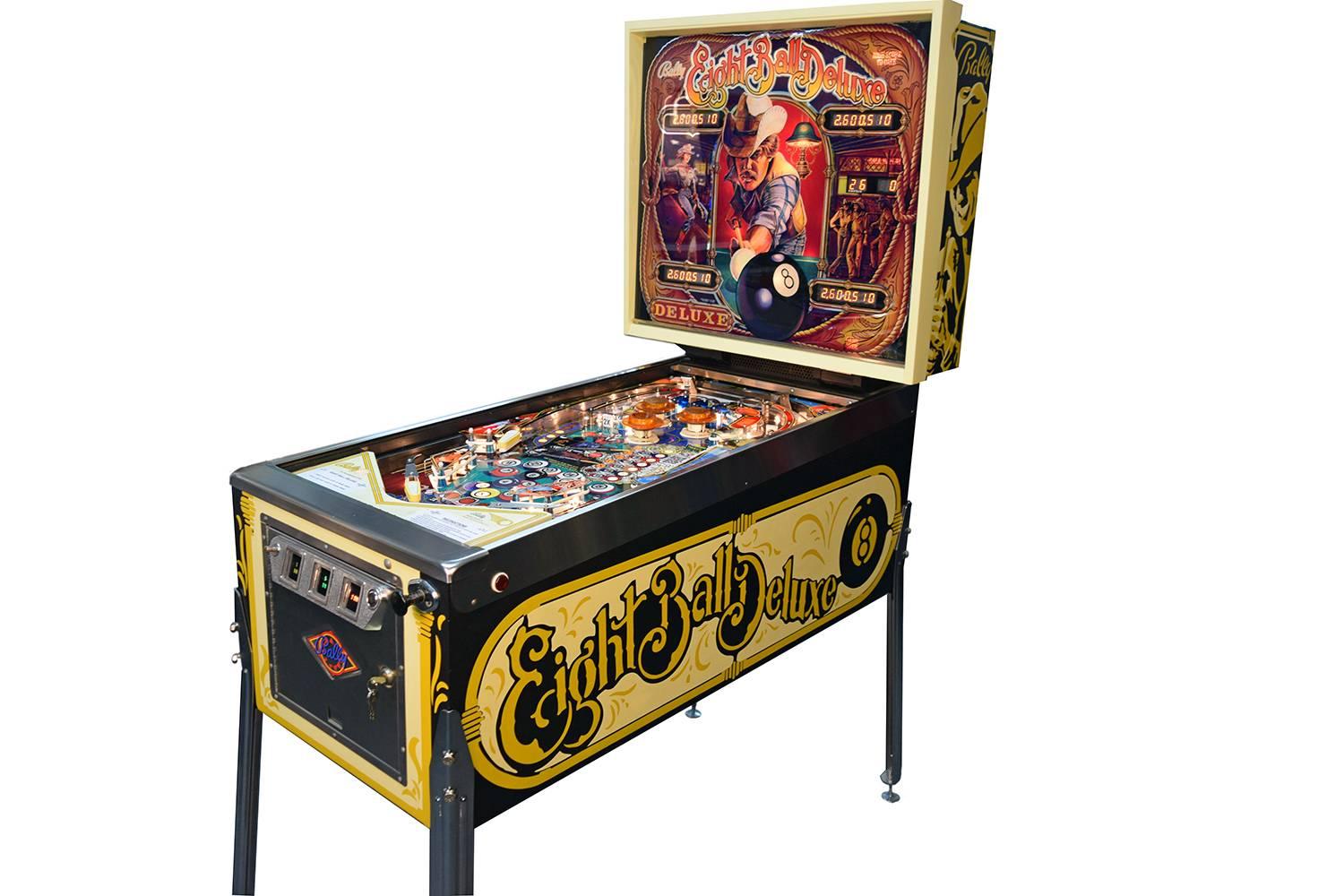 Eight Ball Deluxe was another big hit for Bally back in the 1980s and is one of most sought-after Bally solid state games today. It was extremely popular and could be found in almost any pub or arcade in the early 80's. It was one of Ballys biggest