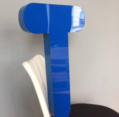 Vintage Mid-Century Lighting Letter T, Blue Acrylic Glass Sign, Austria
