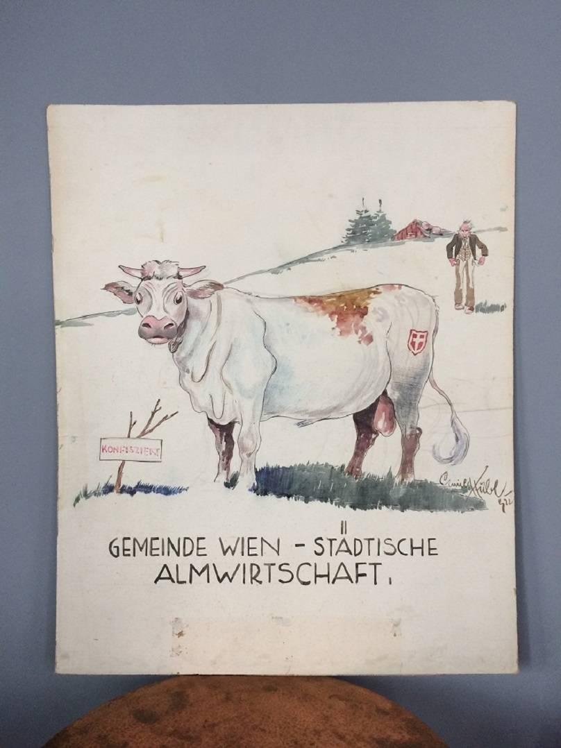 Unique and very rare signed original caricature by Prof. Emil Hübl from 1922.
Prof. Emil Huebl (1890-1969) was a famous Austrian painter, illustrator, photographer and student of Ludwig Koch. He also collaborated several times with the studio Hans