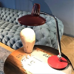 Fase Madrid Bordeaux Red Chrome Desk Lamp, 1960s Spain