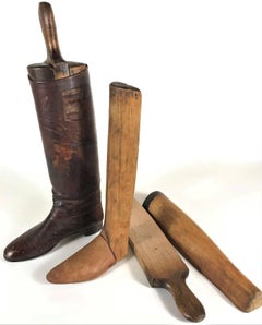 Antique Brown Leather Riding Boots with Trees, 1890s Austria