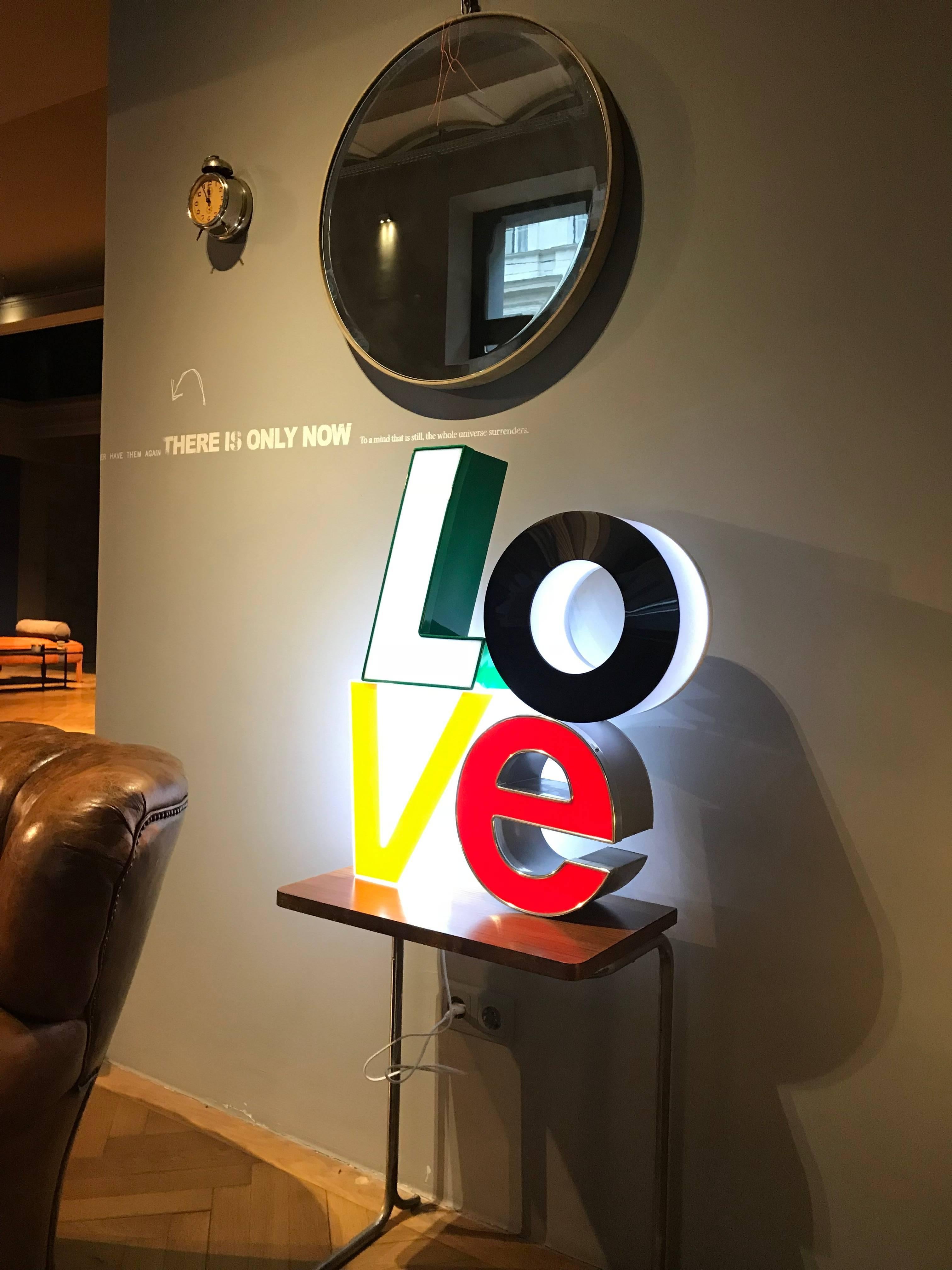 German 3D LOVE Lighting Sign in Style of Robert Indiana, Arty Letter Sculpture