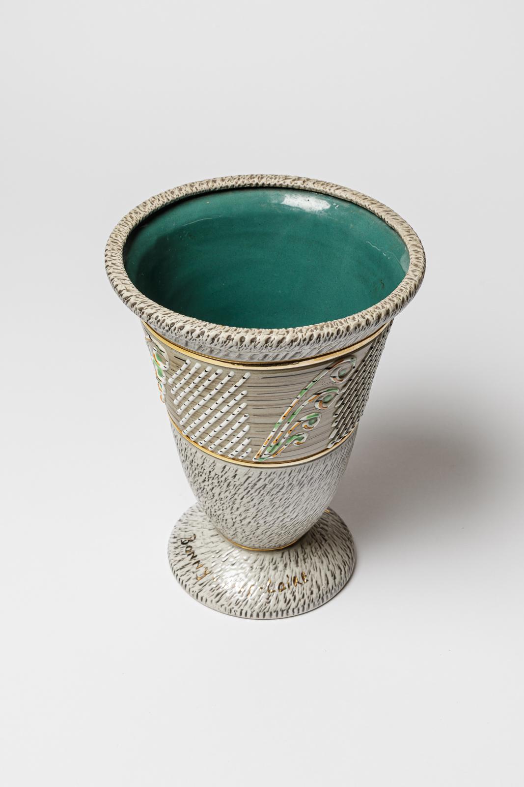 Francese Vaso in ceramica di Jacques Breugnot , circa 1970 in vendita
