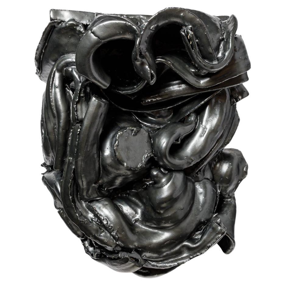Scultura murale in ceramica smaltata nera, 2024
