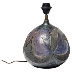Steingutlampe mit geometrischem Dekor von Georges Martin, um 1970-1980.