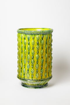 Yellow and green glazed ceramic vase by Sophy Mckeith, 2026.