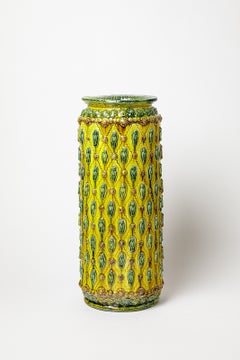 Yellow and green glazed ceramic vase by Sophy Mckeith, 2026.