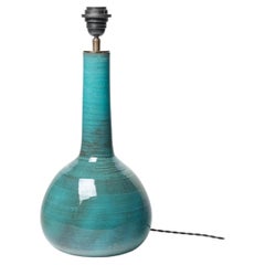 Blue glazed ceramic table lamp by Gérard Hoffman, circa 1960-1970.