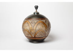 Glazed ceramic table lamp attributed to Primavera, circa 1930.
