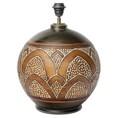 Glazed ceramic table lamp attributed to Primavera, circa 1930.