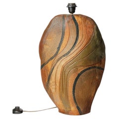 Lampe de table en céramique émaillée, signée Jacques Laroussinie, vers 1970-1980.