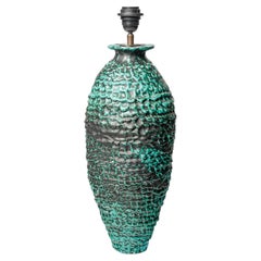 Green glazed ceramic table lamp, circa 1960-1970.