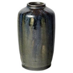Green and blue glazed stoneware vase by Lucien Arnaud, circa 1920-1930.