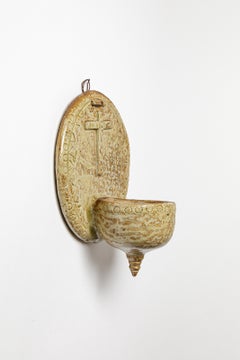 Glazed stoneware holy water font by La Borne, circa 1940-1950.