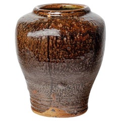 Brown glazed stoneware vase by Pierre Digan, circa 1970.