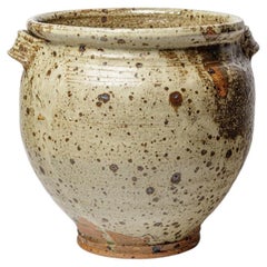 Handled glazed stoneware vase by Pierre Digan, circa 1970-1980.