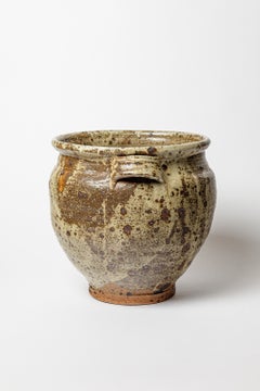 Handled glazed stoneware vase by Pierre Digan, circa 1970-1980.