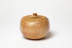Glazed stoneware covered pot by Yolande Cazenove, 1982.