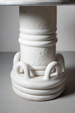White glazed stoneware table or pedestal entitled « Moon » by Clémentine Dupré.
