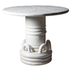 White glazed stoneware table or pedestal entitled « Moon » by Clémentine Dupré.