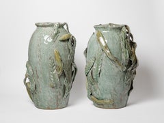 Paire de vases en grès émaillés « feuillage » de Magali Wagner, 2026.