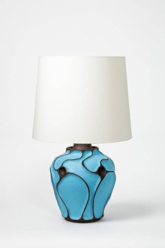 Lampada in ceramica con smalto blu turchese di Hervé Taquet, circa 2017