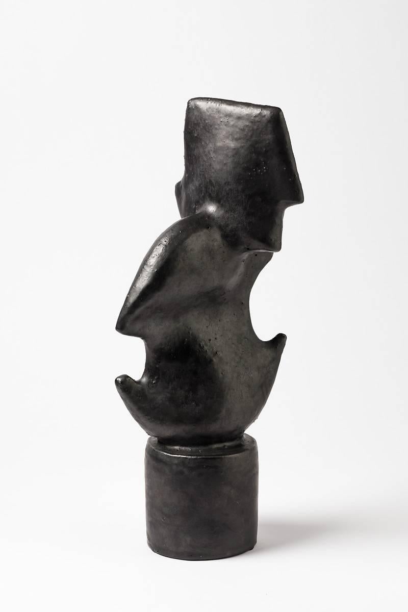 A ceramic sculpture with black glaze by Michel Lanos.
Perfect original conditions.
Signed under the base,
circa 1980-1990.
