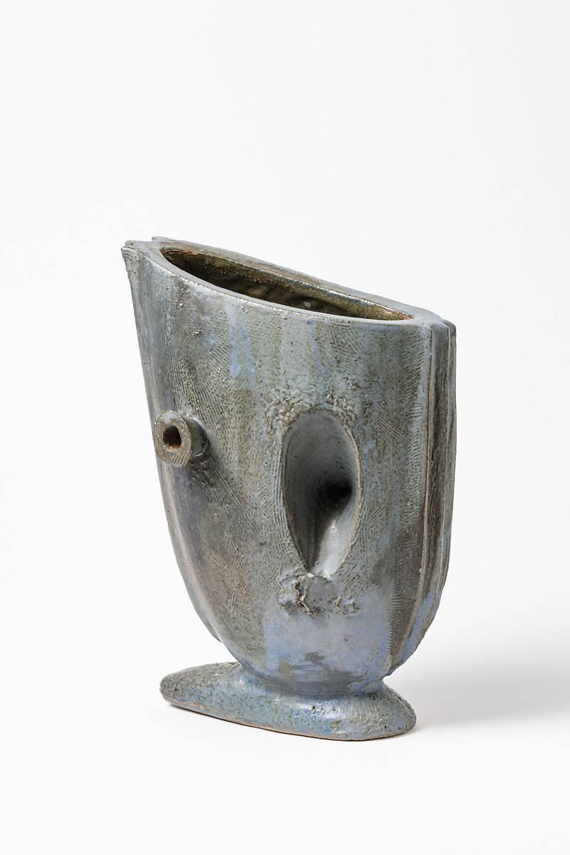 Ceramic Vase with Glaze Decoration by Michel Lanos, circa 1994 In Excellent Condition In Saint-Ouen, FR