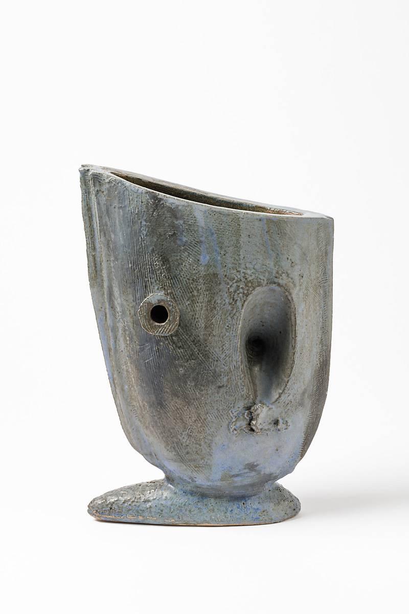 20th Century Ceramic Vase with Glaze Decoration by Michel Lanos, circa 1994