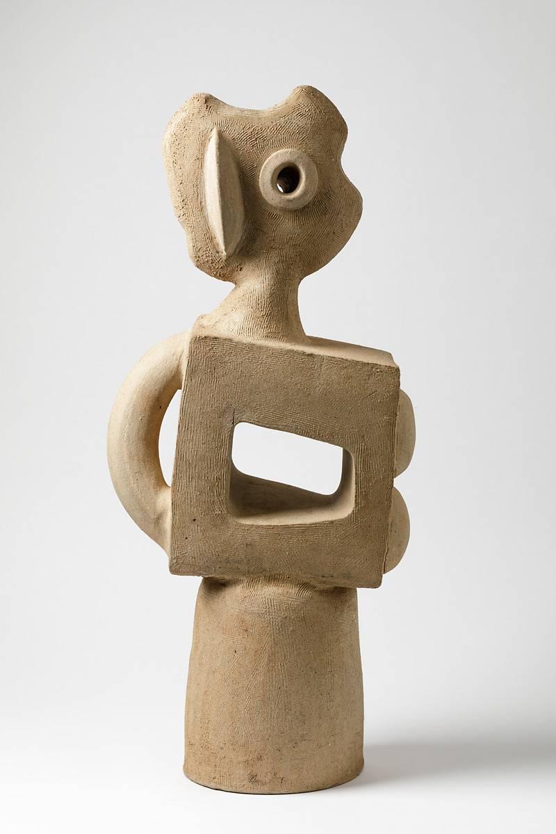 French Big Ceramic Sculpture by Michel Lanos, circa 1980-1990