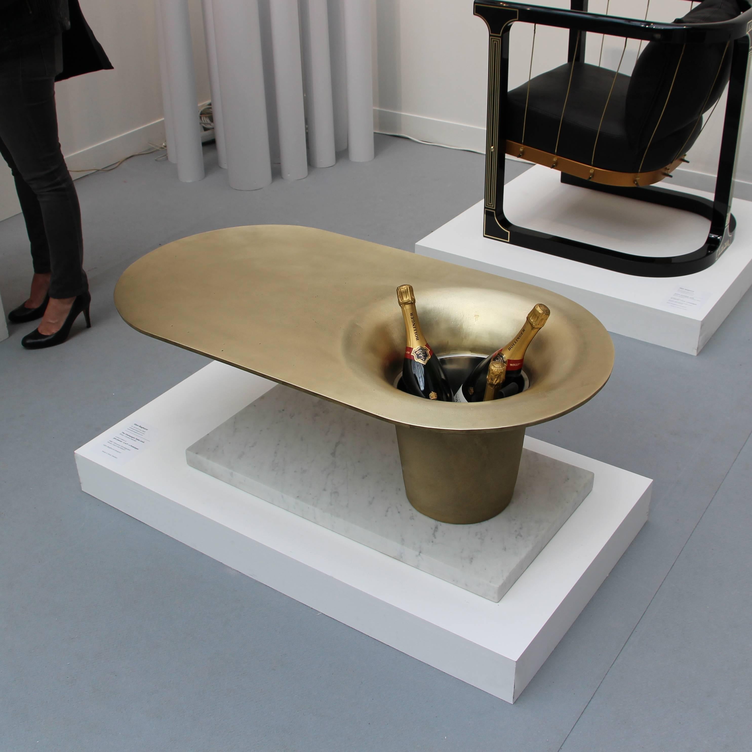 Modern 'The Champagne Table' Black Granite Cast Brass by Master Swedish Bell Maker For Sale