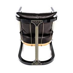 Armchair Made by Master Piano Maker in Vienna, Brass Leather Art Deco Luxury