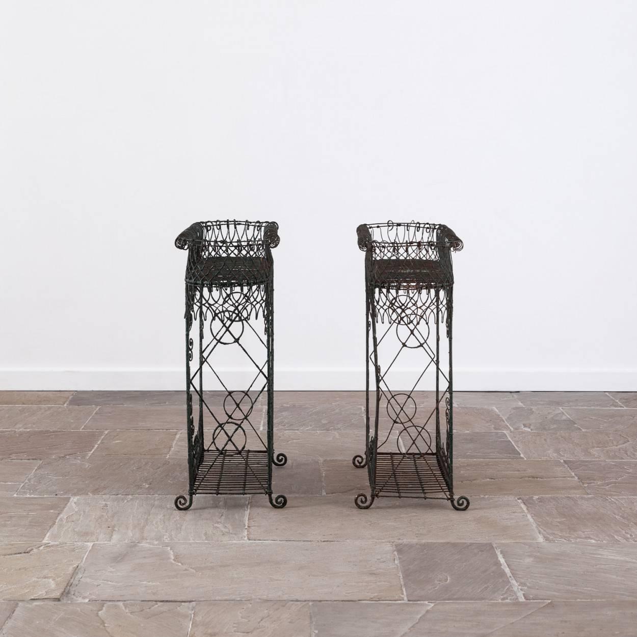 English Pair of 19th Century Wirework Plant Stands